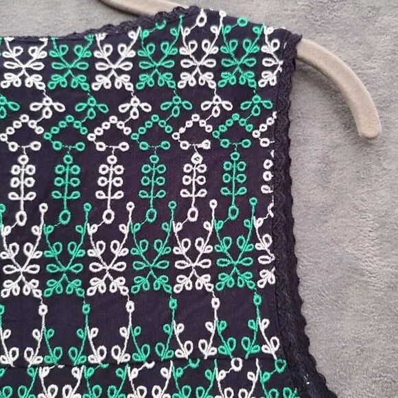 Anthropologie MAEVE Cammie Embroidered Peplum Top L Navy Green V Neck Boho NWT - Picture 11 of 12